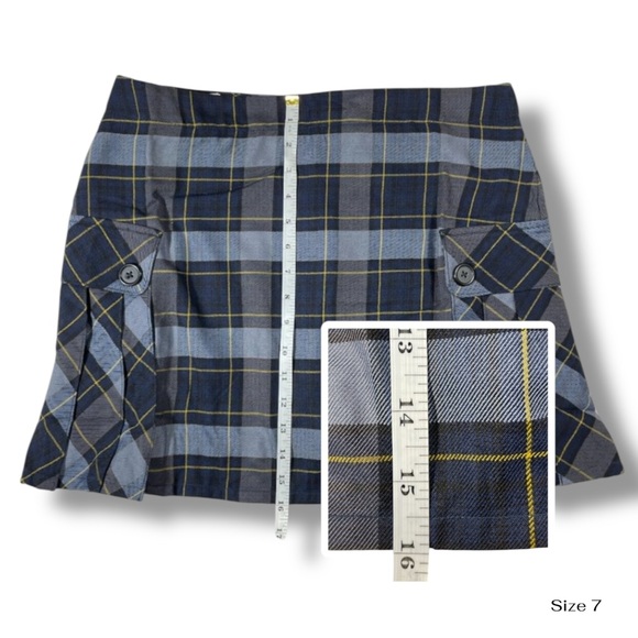 Land's End Plaid Navy Side Pleat Skort Junior Misses Size 7 - Picture 8 of 12